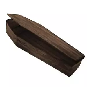 60in. Brown Realistic Wooden Coffin with Lid Halloween Decoration - Picture 1 of 1