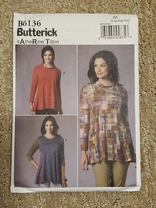 Top túnica Butterick B6136 kAtheRine Tilton Misses talla grande - XXL sin cortar FF - Imagen 1 de 2