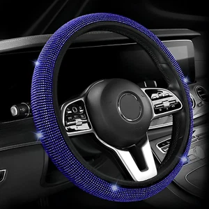 Blue Bling Diamond Steering Wheel Cover for Women Men Girls Glitter Sparkly Car - Picture 1 of 12
