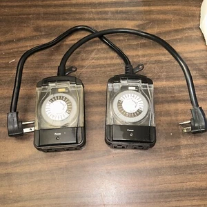 lot of 2 Prime Outdoor 24 Hour Mechanical Timer With Two Grounded Outlets 125 V - Picture 1 of 6