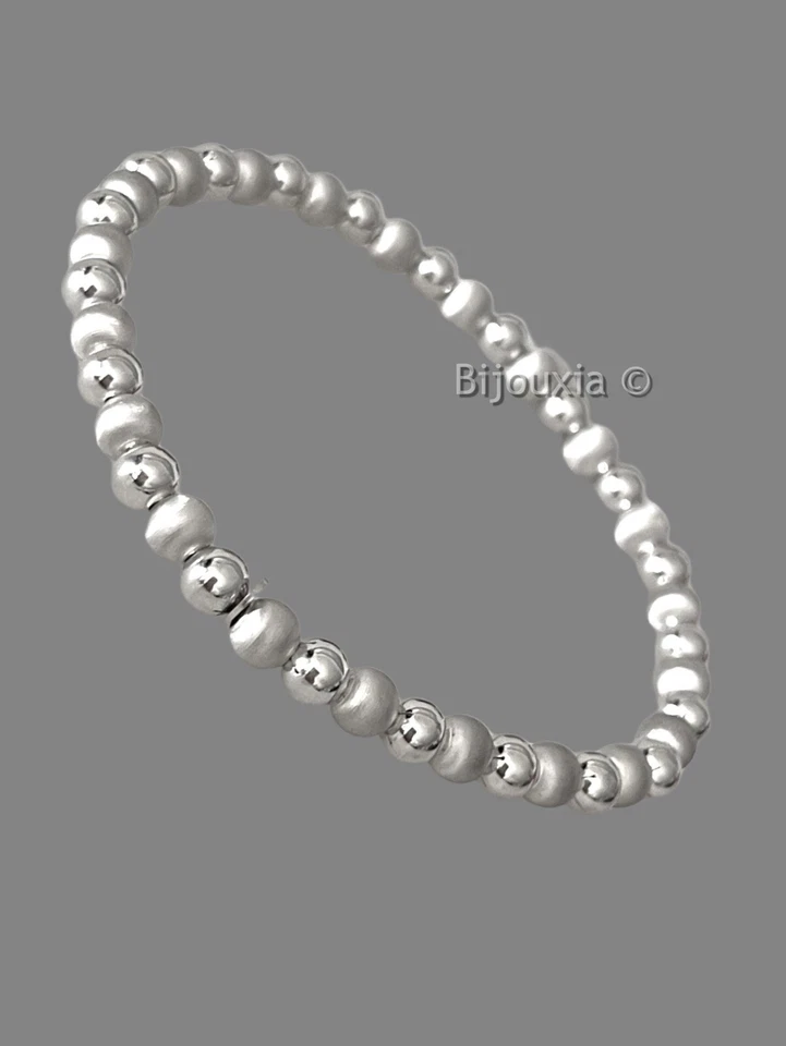 Braccialetto Elastico Crisscross Sfere IN Argento Massiccio 925/000 Rodio - Immagine 1 di 3