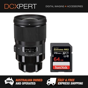 SIGMA 28MM F/1.4 DG HSM ART LENS FOR SONY E-MOUNT (4441965) + BONUS SD CARD - Picture 1 of 3