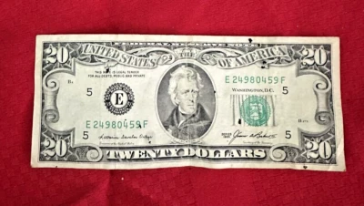 1985 Old $20 Twenty Dollar Federal Reserve Note- E24980459F- Circulated- Nice! - Image 1 of 4