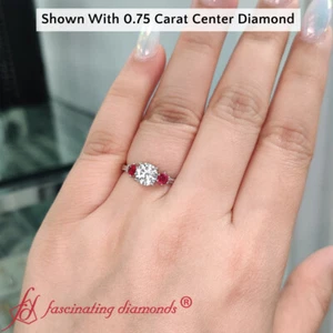 Ring 0,75 Karat Labordiamant im Rundschliff mit Rubin - faszinierende Diamanten - Bild 1 von 9