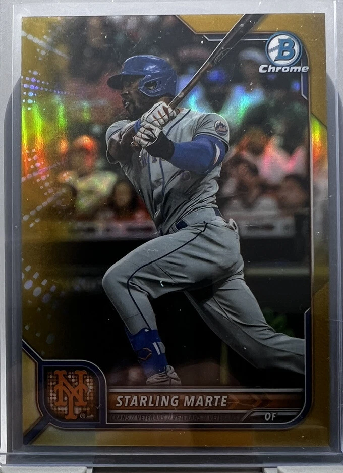STARLING MARTE 2022 Bowman Chrome TRUE GOLD REFRACTOR /50 NEW YORK METS #97 - Image 1 of 3