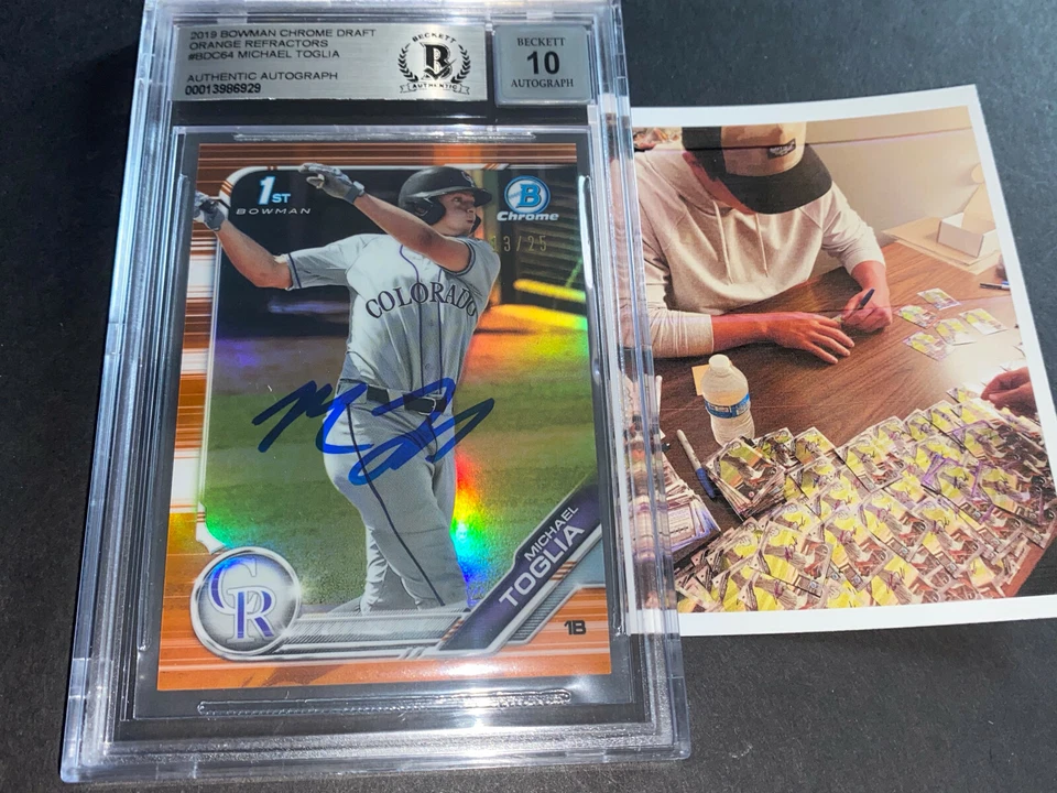 Michale Toglia SIGNED 2019 1st BOWMAN Orange Refractor BGS BAS Beckett Auto 10 - Image 1 of 1