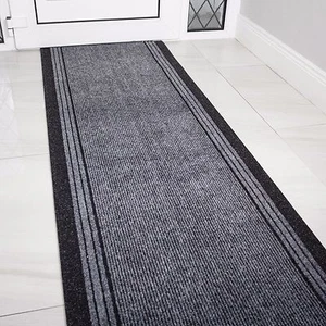 NEW Grey Rubber Backed Very Long Hallway Hall Runner Narrow Rugs Custom Length - Picture 1 of 9