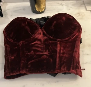 Lavish by Daisy Corsets- Deep Red Velvet Corset with Ribbon Size S - Picture 1 of 8