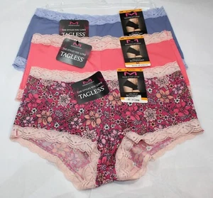 NWT set of 3 MAIDENFORM boyshorts BLUE PEACH PINK FLORAL S/5 - Picture 1 of 7