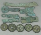 Pièces de vieux couteau chinoises de collection rares + autres pièces d'argent ancien 11 pièces 