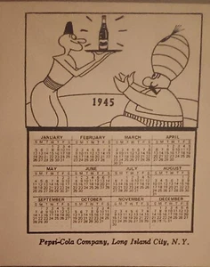 Vintage Pepsi-Cola 1945 Calendar/Bottler, The Sultan of Sweet - Picture 1 of 2