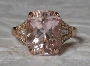 3Ct Cushion Cut Lab-Created Morganite Halo Engagement Ring 14K Rose Gold Plated - Picture 1 of 8