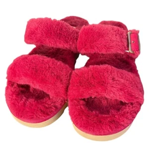 Koolaburra by UGG sandalo donna pelliccia Ah taglia 10 pelliccia sintetica slip on slide rosa rosso - Foto 1 di 14