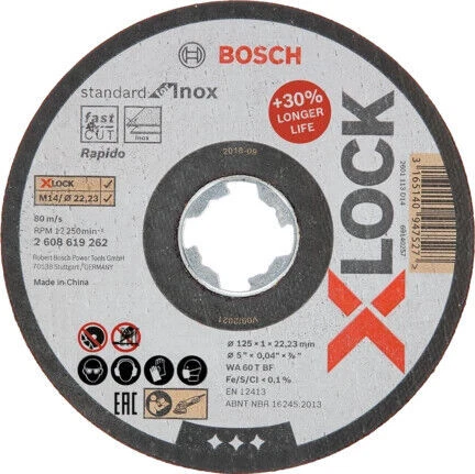 Bosch X-LOCK 125x1x22,23mm Trennscheibe für Inox (2608619262)