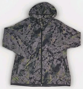Zella Windbreaker Jacket Womens Medium Green Camo Running Outdoor Lightweight - Picture 1 of 4