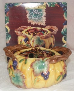 FITZ & FLOYD HARVEST BANQUET DECORATIVE CERAMIC BOWL WITH POTPOURRI - Picture 1 of 6