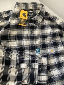 Carhartt Blk/Wht Rugged Flex Long Sleeve Lightweight Flannel - Size XL Neu mit Etikett - Awesome - Bild 1 von 10