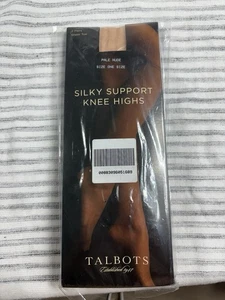 Talbots 2 Pairs Silky Support Sheer Toe Knee Highs Pale Nude One Size NIP  - Picture 1 of 3