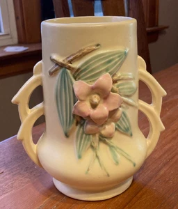 Blossom Time McCoy Vintage Pottery Floral Vase 6 3/4" Perfect Condition - Picture 1 of 6