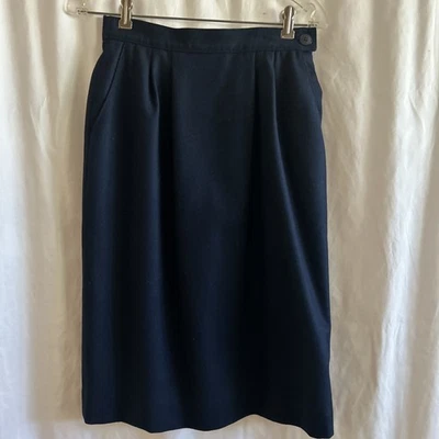 Vintage Pendleton 100% Virgin Wool Midi Skirt Navy Blue Women's Size 6 Business - Image 1 of 4