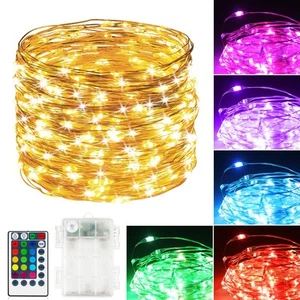 39Ft 120 LED Fairy Lights Battery Operated, RGB Color Changing String Light w... - Picture 1 of 8