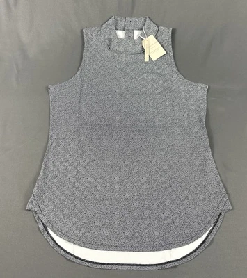 Camisa de golf Peter Millar simulada para mujer con estampado hexagonal sin mangas pequeña negra Foto 1 de 4