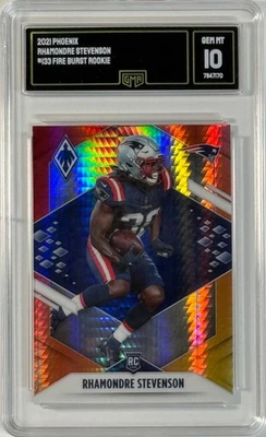 2021 Panini Phoenix Rhamondre Stevenson Fire Burst Rookie #133 GMA 10 - Image 1 of 2