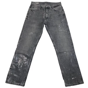NEU Zara Pailletten Jeans Herren 34x30 Grau Gerades Bein Neu mit Etikett Klar Pailletten Unikat - Bild 1 von 12