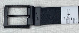 Nike Belt Reversible Black Brown Pebbled Smooth Faux Leather Black Buckle B54 - Picture 1 of 18