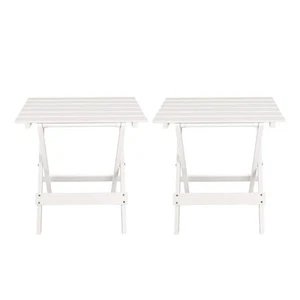 Casual Home End Table Set Folding 18"H White Solid Wood Indoor/Outdoor (2-Piece) - Picture 1 of 9