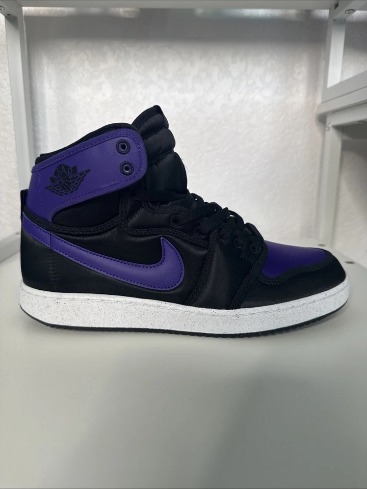 Nike Air Jordan 1 Retro Ajko 1 Alto Preto-Campo Roxo Cetim Masculino Tamanho 9 Novo - Imagem 1 de 4