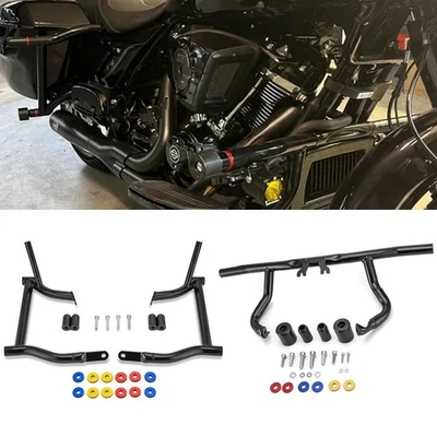 Barra de choque delantera trasera plana para Harley Street Glide Road Glide 2014-2025 Foto 1 de 4