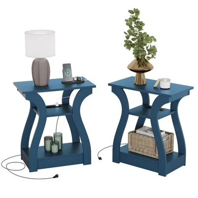 End Table with Charging Station, Side Table with USB Ports and Outlets, Night... - Image 1 of 4