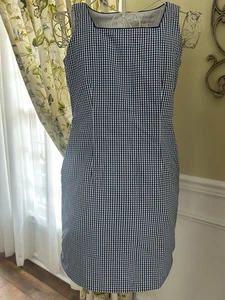 Abito vintage Petite Sophisticate blu bianco gingham tubino estivo piccolo 4 CARINO! - Foto 1 di 5