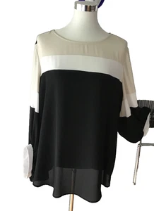 Joseph Ribkoff Bluse Shirt schwarz weiß Creme Größe 46-48 AA 64 cm, top - Bild 1 von 8