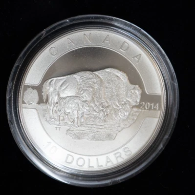 2014 Canada 1/2 oz .9999 Silver Bison $10 Coin in Box with COA! - Image 1 of 4