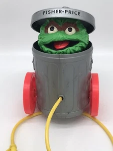 Vintage Fisher Price Oscar The Grouch #177 Squeeze Bulb/ Pop Up/ Pull Toy 1977 - Picture 1 of 4