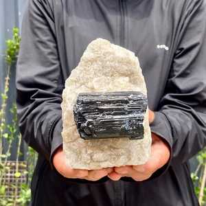 3.3LBNatural Black Tourmaline Quartz Crystal Stone Gem Original Mineral Specimen - Picture 1 of 12