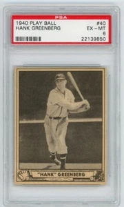 1940 Play Ball #40 Hank Greenberg Detroit Tigers HOF PSA 6 EX-MT - Picture 1 of 2