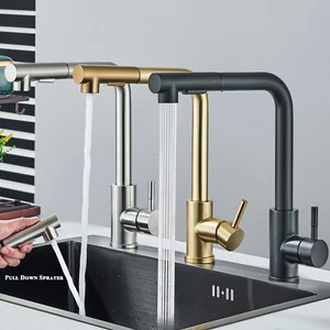 Kitchen Faucet Single Handle 1 Hole Swivel Sink Mixer Faucet Pull Down Sprayer - Picture 1 of 88