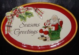 Fitz & Floyd Dear Santa 09 Christmas Seasons Greetings Sentiment Tray 53/234 NIB - Picture 1 of 9