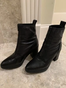 Alexander Wang H&M Black Ankle boot booties heel Zip Leather 39 US 8 8.5 - Picture 1 of 8