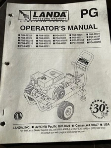 Landa PC Operators Manual Portable Water Pressure Washers book Parts service - Picture 1 of 5