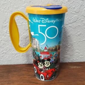 Disney Parks WDW 50th Anniversary Resort Refillable Mug Gold Lid Mickey Minnie - Picture 1 of 6