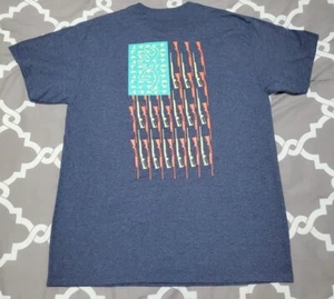Men's BROWNING Firearms Co. Large L Gray Blue Guns Making Flag SS T-Shirt - Picture 1 of 6