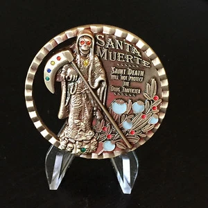 DEA Drug Enforcement Administration SANTA MUERTE Authentic Challenge Coin Narcos - Picture 1 of 2