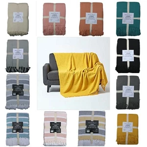 100% Baumwolle Überwurf Decke Waben Sofa Bett Stuhlbezug Überwürfe groß weich kuschelig - Bild 1 von 22