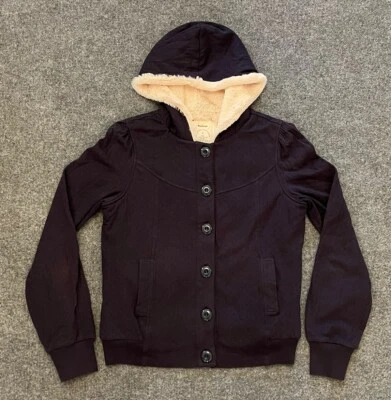 Allihop Navy Blue Jacket Women's Medium Hooded Faux Fur Lined - Image 1 of 3