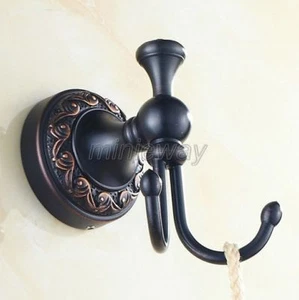 Negro Aceite Latón Frotado Tallado Montado en Pared Hardware Vestido Gancho Toalla Gancho mba467 - Imagen 1 de 5
