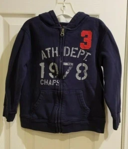 CHAPS Boy's HOODIE SWEATER NAVY BLUE Zip-up Light SWEATSHIRT Size: 5, EUC - Picture 1 of 9